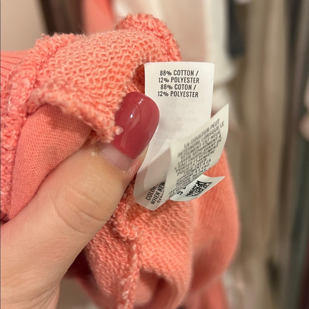 Aerie Happy Henley Everyday Oversized V Neck Collared Crew Neck Coral - Picture 7 of 7
